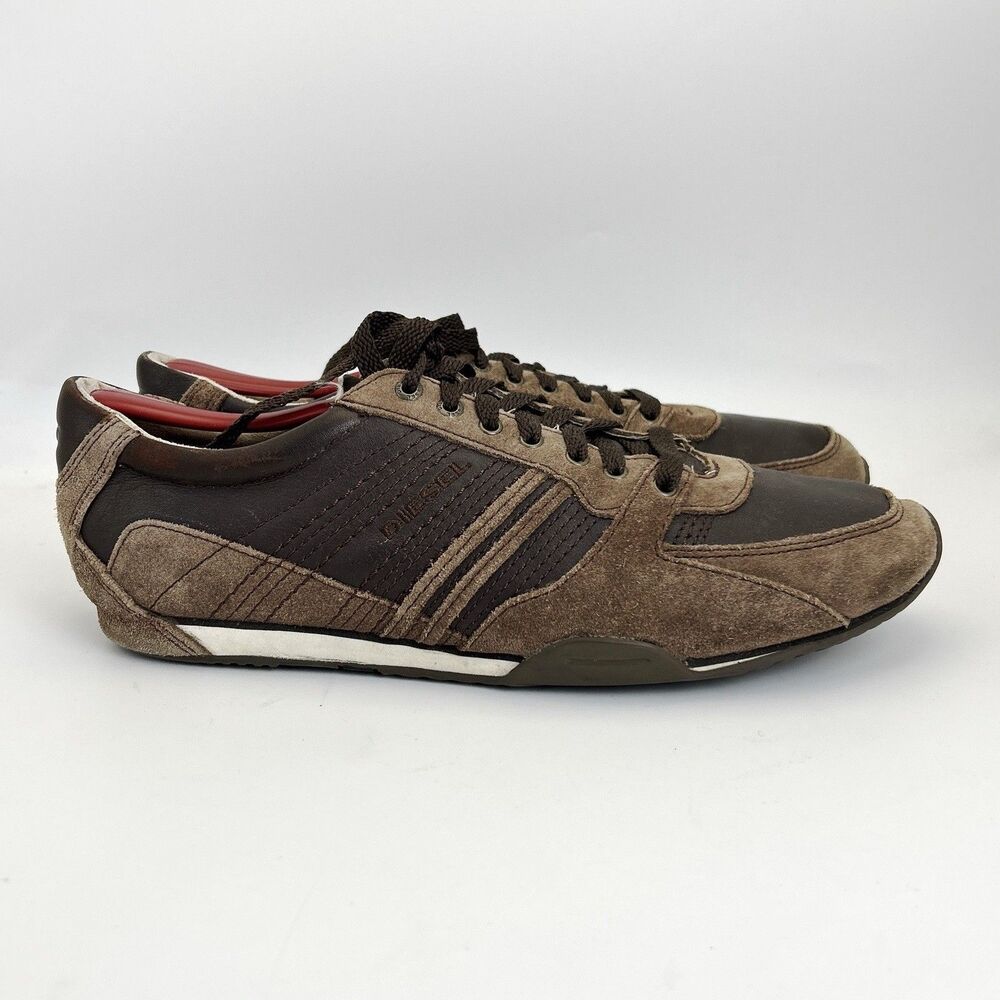 Diesel Parapat Y2K Sneakers Mens 10 Brown Suede Leather Vintage Street Fashion